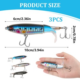 Topwater Fishing Lures with Hooks, Perfect Bait for Large Predatory Fish, Fish Bait for Zander, Perch, Trout, Wobbler, Swimbait, Fishing Lure Set, Fishing Gift for Men