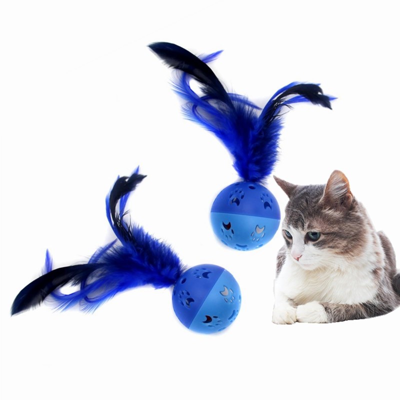 BeeSpring Cat Balls Interactive Cat Toy Feather Balls with Loud