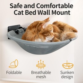 CatAve Double Cat Bed,Cat Beds for Indoor Cats, 2 Layers Elevated Cat Beds, Breathable Cat Beds & Furniture,18 x 16.5 x 16.5 Inch Outdoor Cat Bed (cat Wall Hammock)