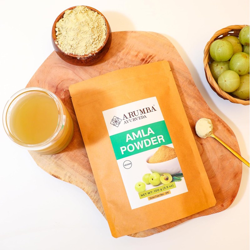 Arumba Ayurveda Amla Powder (Phyllanthus emblica), Indian Gooseberry Powder, Rich