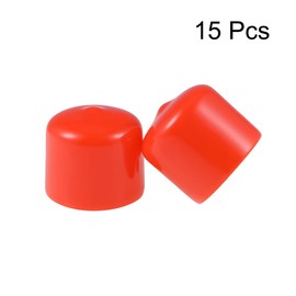 sourcing map Rubber End Caps 1 Inch (25 mm) ID Vinyl Round End Cap Screw Thread Protection Red Pack of 15