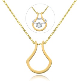 Ring Halter Halskette, Hochzeit Ring Keeper Halsketten für Frauen Männer Titan Stahl Engagement Halter Anhänger Halskette Geburtstag Schmuck Geschenke für Frau Mutter Krankenschwester (Gold)