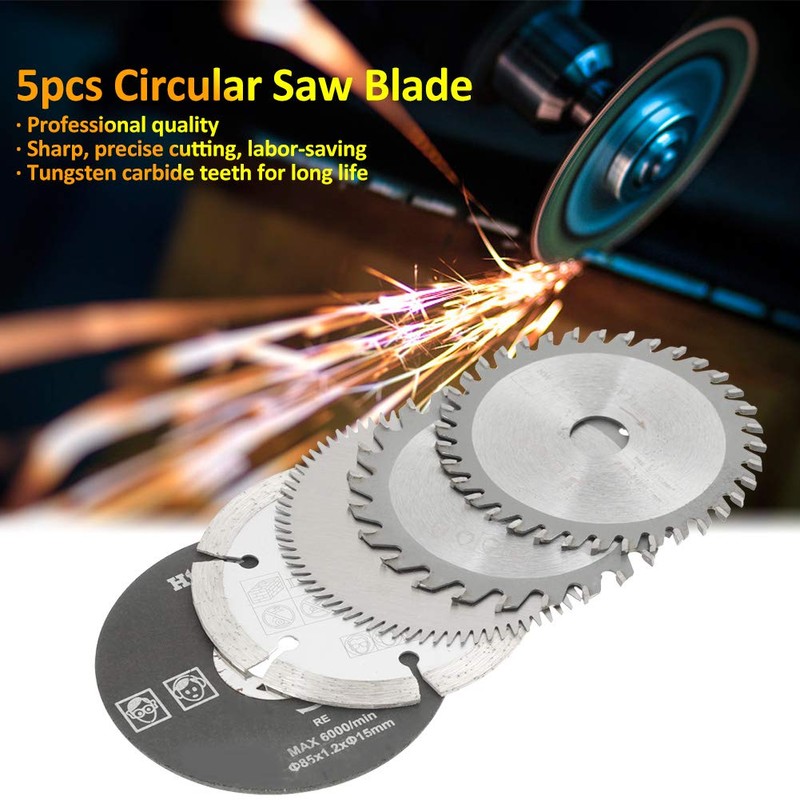 Set of 5 Mini Circular Saw Blades, Fine Processing, Cutting