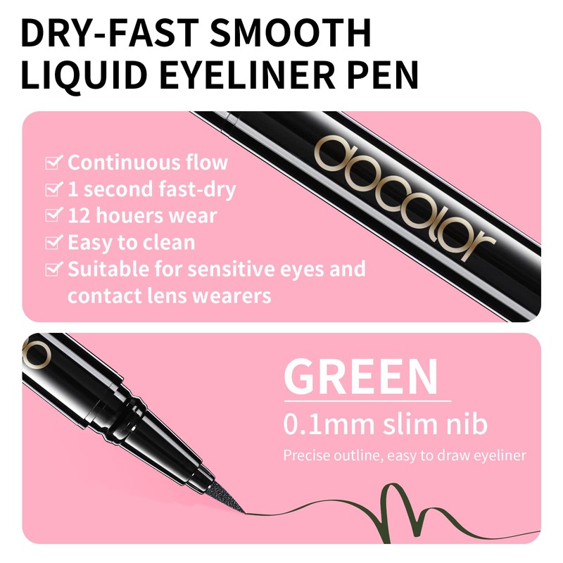 Docolor Eyeliner Green Waterproof Super Slim Liquid Eye Liner Gel