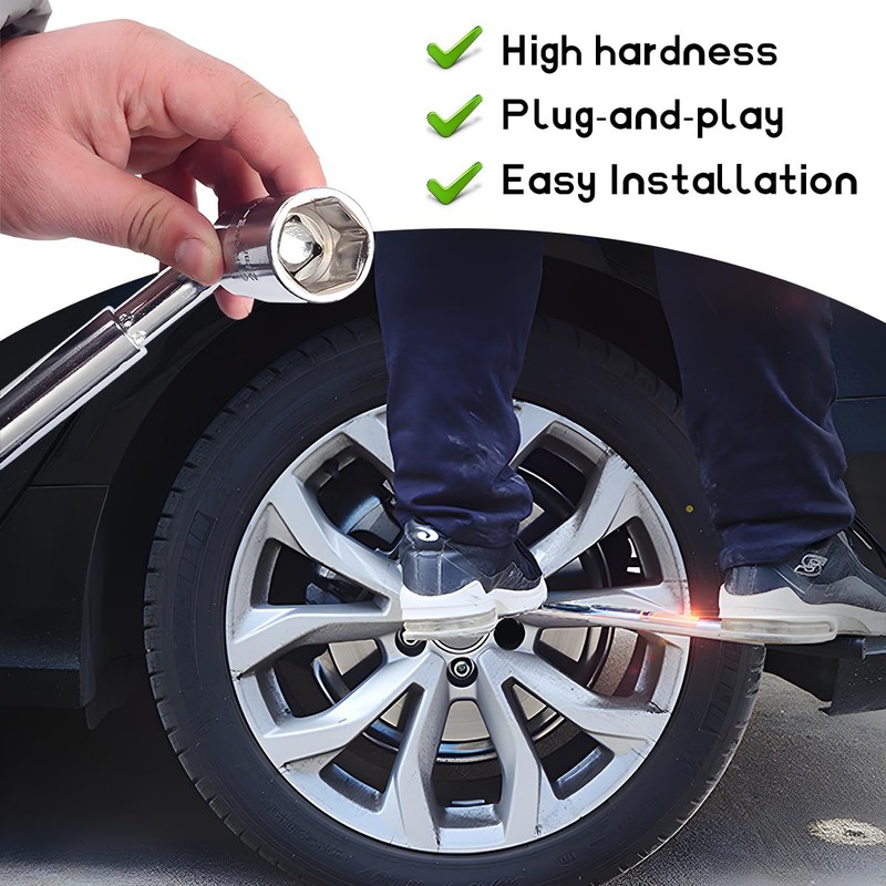 FSTURIOS Lug Wrench Wheel Wrench, Telescoping Lug Wrench with 17/19mm