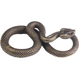 Wentoenapp Bronze Snake Figurine Decor High Simulation Fantasy Brass Vintage Style Snake Statue for Office Snake Sculpture for Desktop, Bronze, Home Décor Products, Collectible Figurines