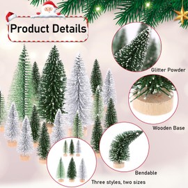 18 PCS Miniature Christmas Tree Small Artificial Miniatures Sisal Snow Frost Trees, Diorama Models, Micro Scenery Landscape Architecture Trees for Christmas Crafts Tabletop Decor