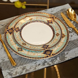 Jiino Gray Placemats Set of 4 for Dinner Table Mats Bling Decorative Place Mats Grey for Christmas Thanksgiving Day