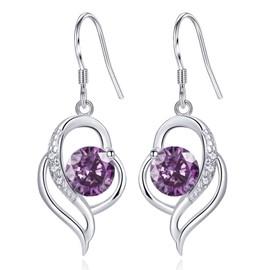 Earrings for Women, Silver Drop Earrings with Cubic Zirconia│Teardrop Heart Dangly Hypoallergenic Earrings for Sensitive Ears│Jewellery Birthday Christmas