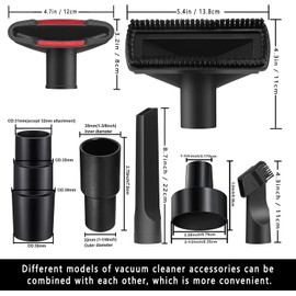 10PCS Universal Vacuum Attachments Kit Wet Dry Plastic Vacuum Hose Adapter 1-1/4" Vacuum Cleaners Accessories with Horse Hair Brush Flexible Crevice Tool Adapter for Shop Vac Accessories
