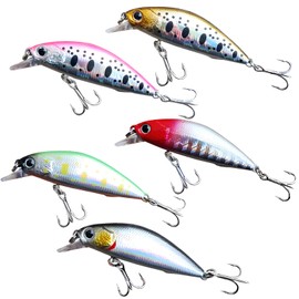 TOGOAL 5pcs Fishing Lures Kit - Jerkbait Minnow Sinking Lure Plastic Hard Bait for Bass Trout, Swimbait for Freshwater and Saltwater