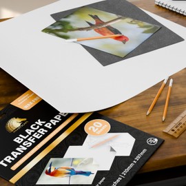 MyArtscape Graphite Transfer Paper, 20 Black Sheets - Wax Free - Erasable - Smudge-Free - Ideal for Drawing, Tracing and Watercolor Transfer - Premium Arts and Crafts Supplies