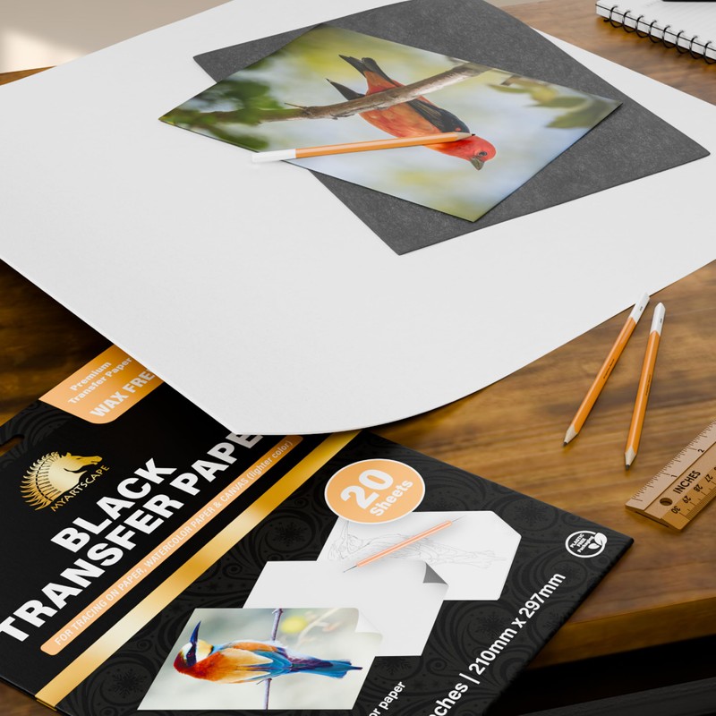 MyArtscape Graphite Transfer Paper, 20 Black Sheets - Wax Free