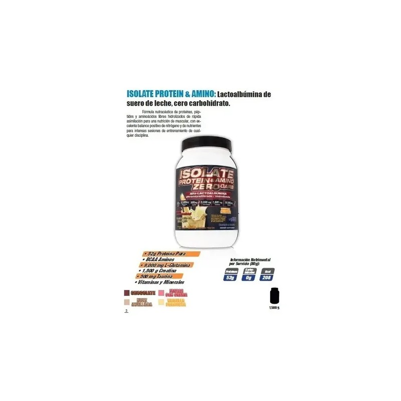 Fnt Isolate Protein Amino Zero Carb 1,500 Gr Sabor Nuezavellana
