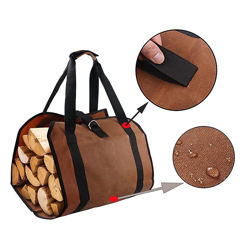 Firewood Carrier 80kg Load Bearing Waterproof Canvas Log Bag Wood