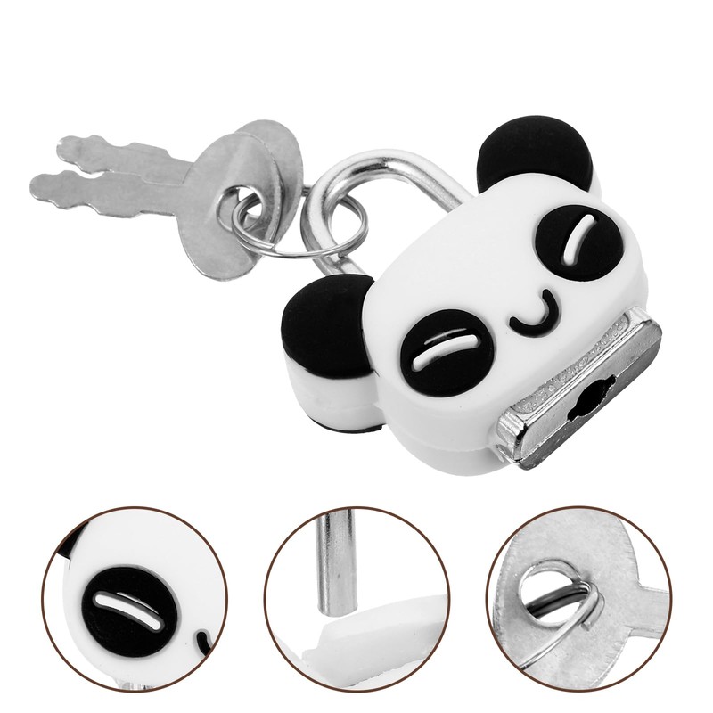 OSALADI Cute Panda Cabinet Padlock Mini Metal Lock with Keys