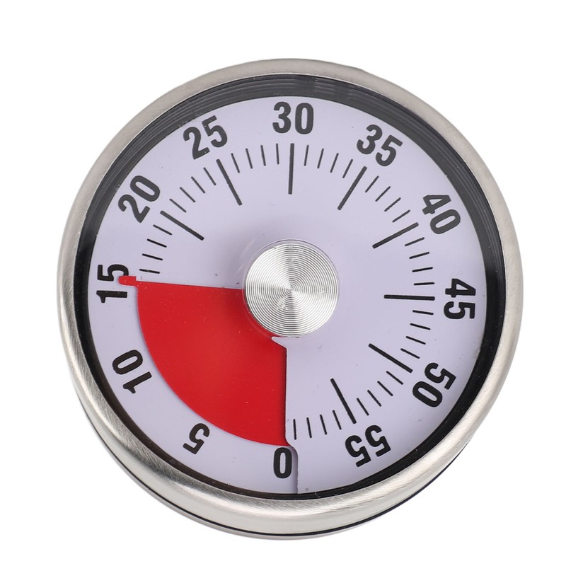Mechanical Countdown Timer 60 Minute Magnetic Stainless Steel Visual Kitchen