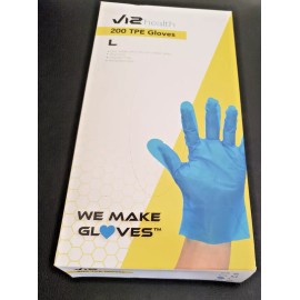 V12 health - WE MAKE GLOVES 200 PK Disposable Plastic Gloves Durable LARGE Blue Food Prep Cooking Cleaning