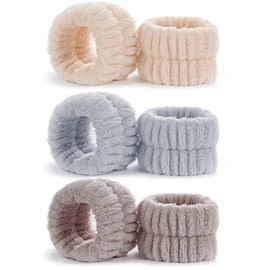 IRIYULI Water Absorbing Wristband, For Face Washing, Handmade, Sewn, Painless, 6 Pieces, Sleeve Stop, Prevents Water Wet, Highly Absorbent, Fluffy, Stretchable, Wrist Band (Gray, Brown, Khaki)