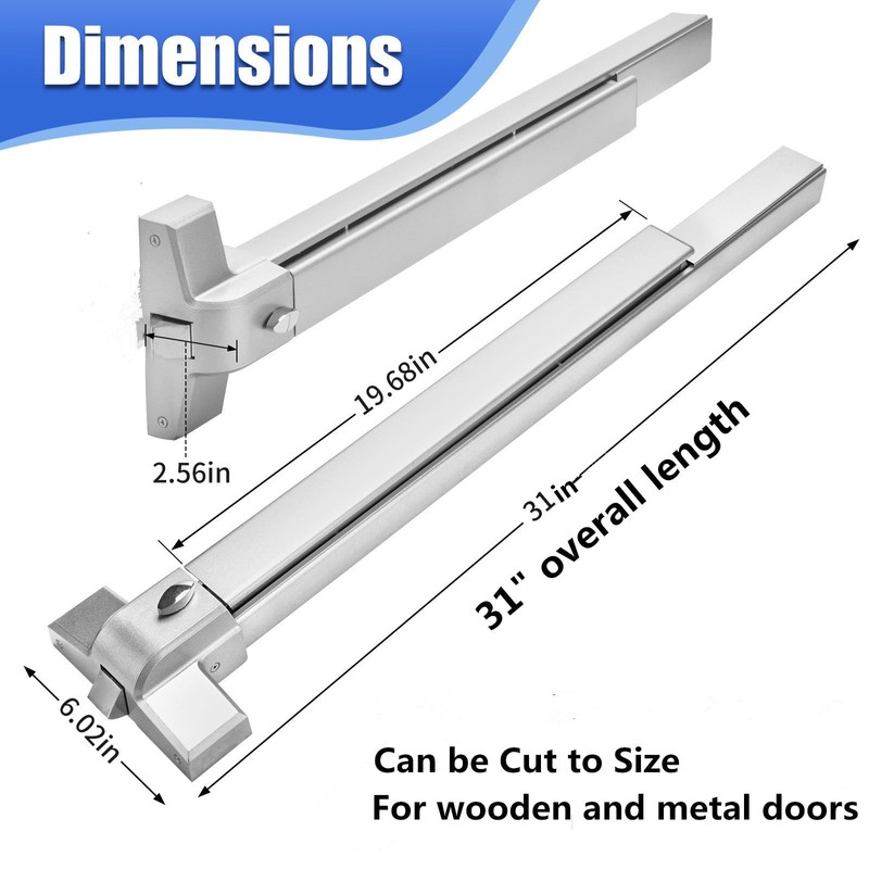 suermany 31 Inch Painted Aluminum Panic Bars for Exit Doors