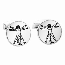 Men's Cufflinks | Original Cufflinks for Shirt | Gifts for Wedding Stainless Steel | Black Jewellery Geek Science Vitruv, Unique, Stainless Steel, No, Stainless Steel, No