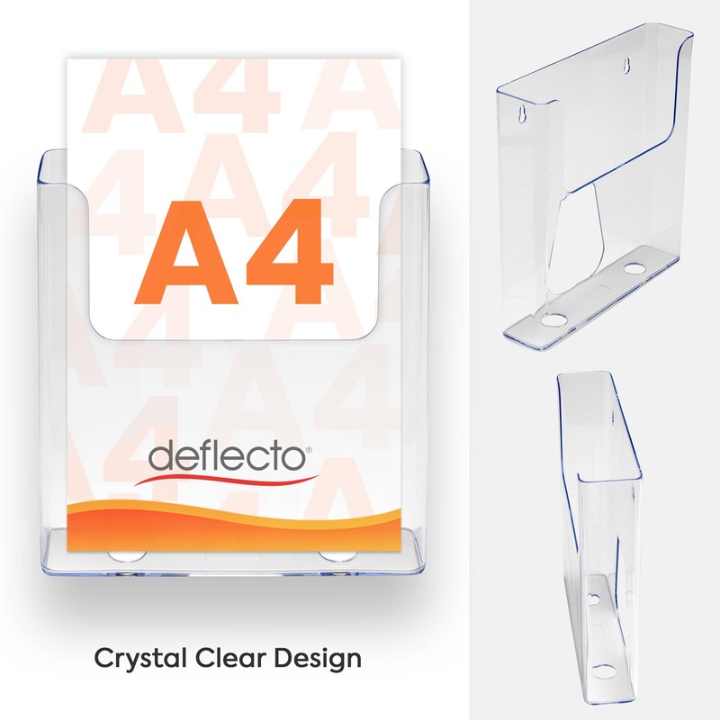 Deflecto Portrait Literature Stands for Display - A4 Wall Mounted