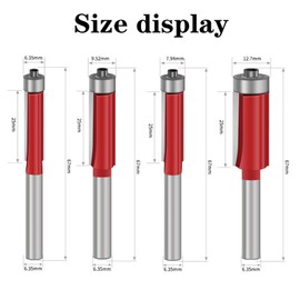 KOZTOL 4Pcs Flush Trim Router Bits, 1/4 Inch Shank Bearing Guide Flush Trim Router Cutter Bits, Milling Cutter Tools for Woodworking Edging