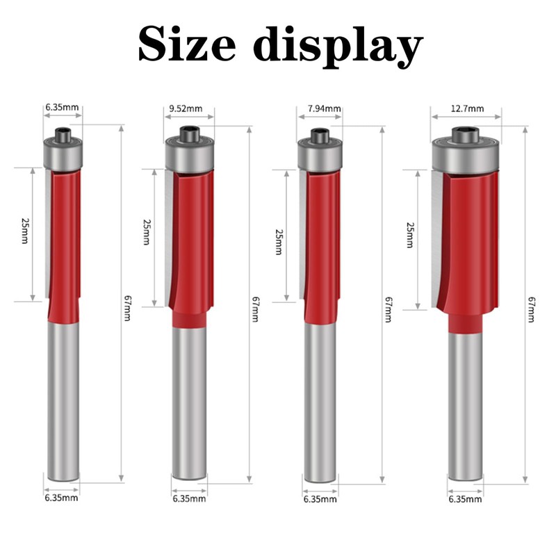 KOZTOL 4Pcs Flush Trim Router Bits, 1/4 Inch Shank Bearing