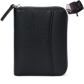 ZMDB Women's Wallet with RFID Blocking, Small & Short Women's Wallet PU Leather Wallet with Zip & Purse, Women's Purses with Multiple Card Slots, 002 black., 主义