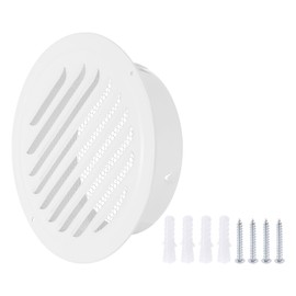 PATIKIL 7 Inch Round Air Cover, Stainless Steel Slat Wall Inlet Outlet Grille Screen Mesh Duct Ventilation Soffit Vent with Screws for Ventilation, White