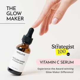 MAELOVE Glow Maker Vitamin C Serum with Vitamin E, Ferulic Acid & Hyaluronic Acid, Award-Winning Brightening and Hydrating Facial Serum, Unscented, 1.
