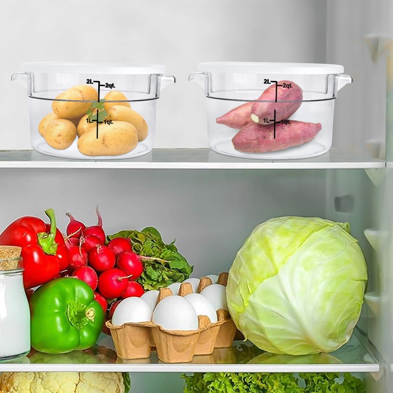 Milkary 4Pcs Food Storage Container with Lids, Clear Round Dough