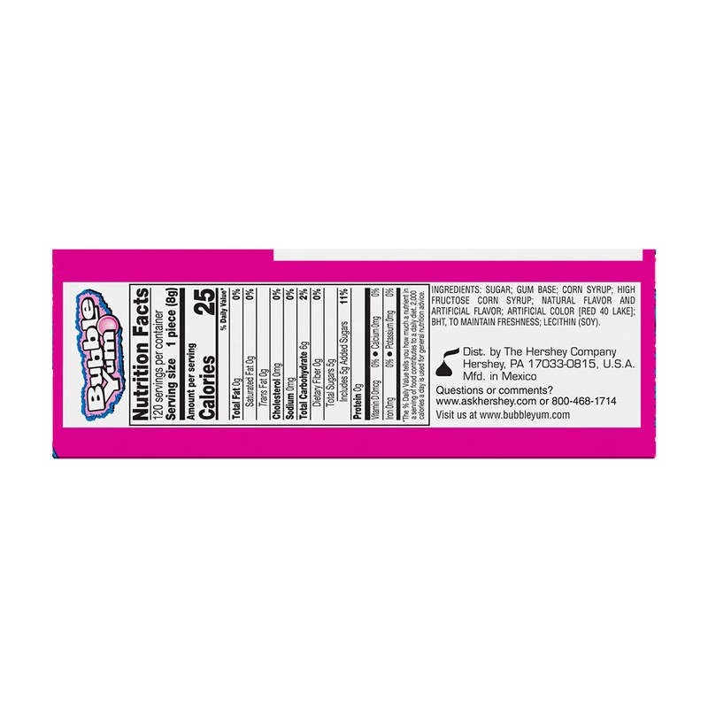 BUBBLE YUM Original Flavor Chewy, Bubble Gum Packs, 2.82 oz