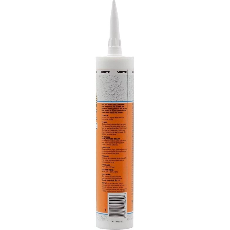 Gorilla Waterproof Caulk & Seal 100% Silicone Sealant, 10oz Cartridge,