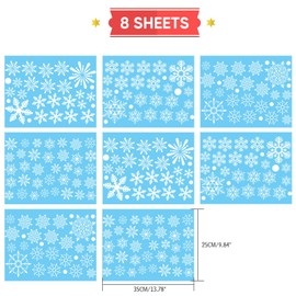 238 PCS Christmas Snowflake Window Clings Decorations, Xmas Window Stickers Decal 8 Sheets