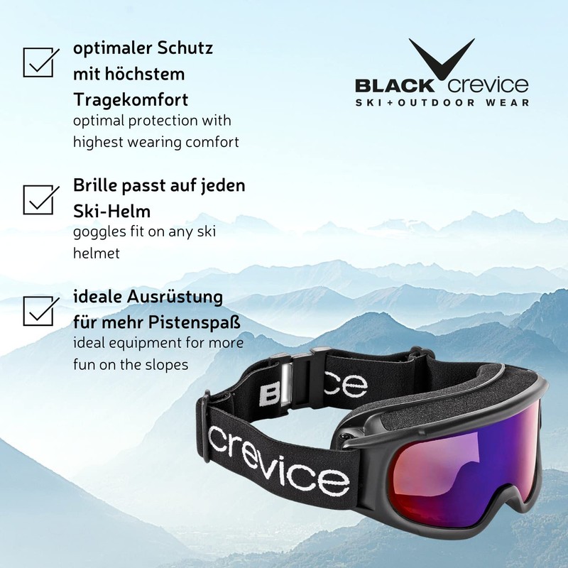 Black Crevice Damen Skibrille mit Doppelscheibe, BCR041003, weiß/Smoke Blue…