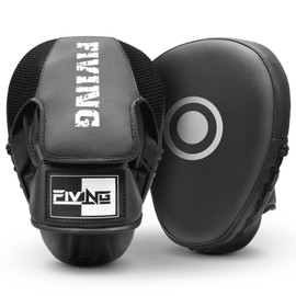 Boxing Pads for Men, Women, & Kids, Leather Focus Mitts for Martial Arts, Boxing Training, Curved Punch Mitts for Karate, Kickboxing,Muay Thai, Taekwondo Black/White