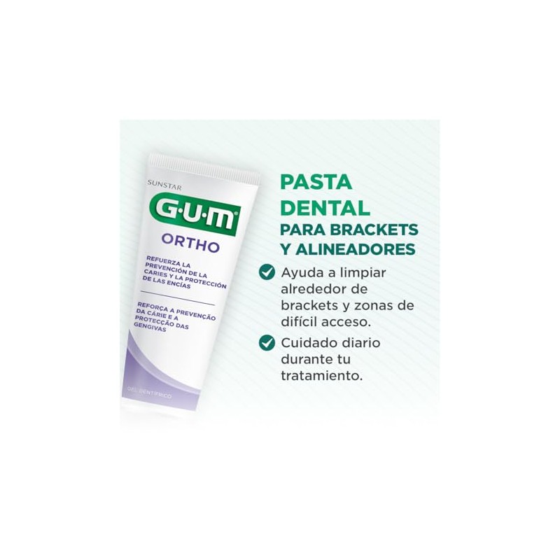 GUM - Crema Dental para Ortodoncia con Flúor e Isomalt,