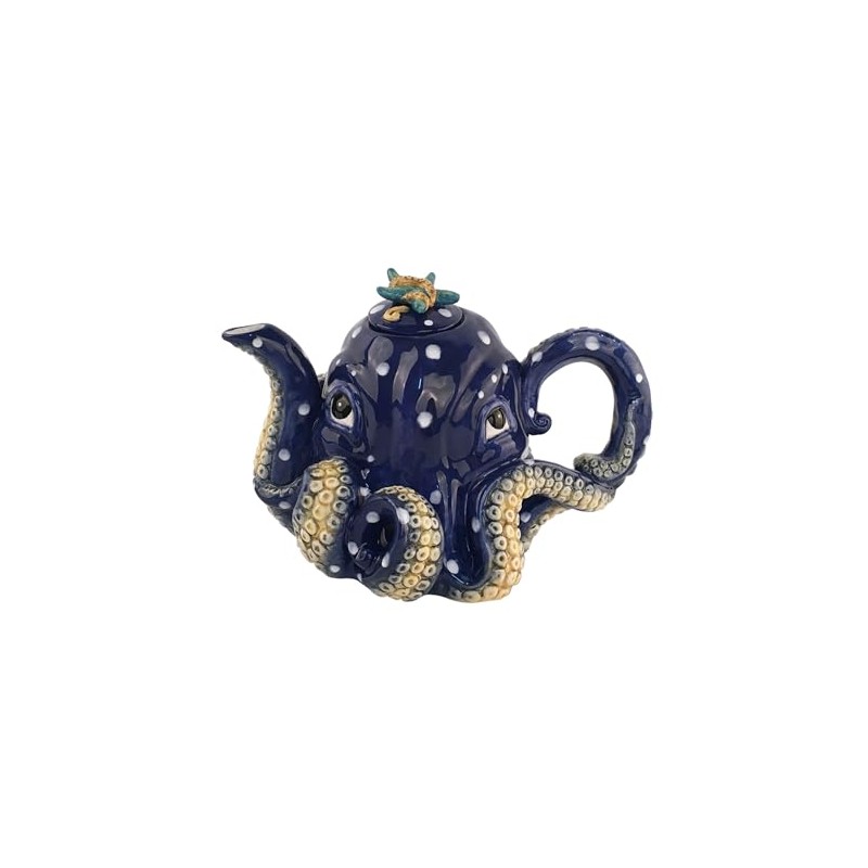 Blue Sky Ceramics Navy Blue Octopus Whimsical Teapot T-Pot, 23306