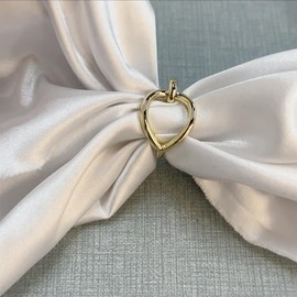 Round Love Knot Silk Scarf Ring Brooch for Women Minimalist Small Geometric Fashion Chic Shawl Scarves Buckle Wrap Clip Comfort Fit Finger Ring Size 8 Decoration Jewelry Gift (Gold)