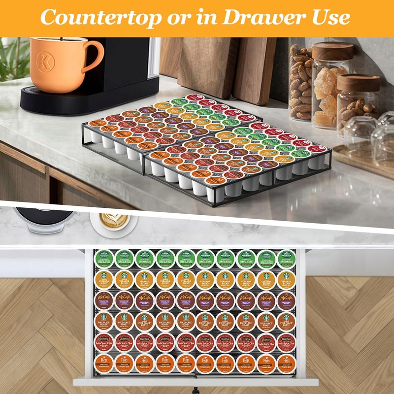 Kssiaz Coffee Pod Holder Drawer, Expandable K Cup Holder Compatible