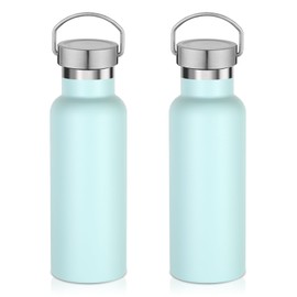 Leraverppy 17oz Stainless Steel Water Bottle,Leak-Proof Sweat-Proof Travel Bottle,Double Wall Vacuum,Portable Insulated Cup,Reuseble Metal Bottle for School Sports Hikers Kids,Fog(2Packs)