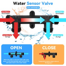 Frutlait WP596816 Sensor Valve Kit for watts Recirculating Hot Water Pump, Essential Component of Hot Water Recirculation System, Includes 2 x 12in Stainless Steel Pipes & Thermal Bridge Valve