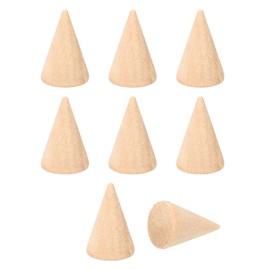 PATIKIL Wood Cone Ring Holder, 8Pcs Wooden Finger Jewelry Ring Display Stand Organizer Wood Cones Rack for DIY Art Crafts, Wood Color (31x20mm)