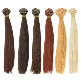 PATIKIL 20cm Doll Hair Wefts, 6Pcs Soft Synthetic Straight Hair Doll Wigs Doll Hair Extensions Accessories for Doll Making DIY Craft, Multicolor 5
