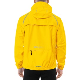 baleaf Men's Rain Jacket Waterproof Windbreaker Raincoat Running Cycling Golf Gear Hood Lightweight Reflective Packable Yellow L
