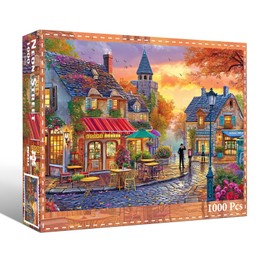 Chalzidar Jigsaw Puzzles for Adults 1000 Pieces, Interlock Perfectly Letter on Back No Dust, 1:1 Poster, Home Decor Birthday Party Gift Toy for Men Women Elders Seniors (The Streets of Autumn)