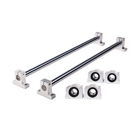 Mssoomm 2Pcs Linear Motion Rod Shaft Slide Guide D 12mm x L 15.75 inch / 400mm + 4Pcs Block Bearings SCS12UU + 4Pcs Aluminum Rail Support SK12 Linear Motion Set Kit for 3D Printer, DIY, CNC