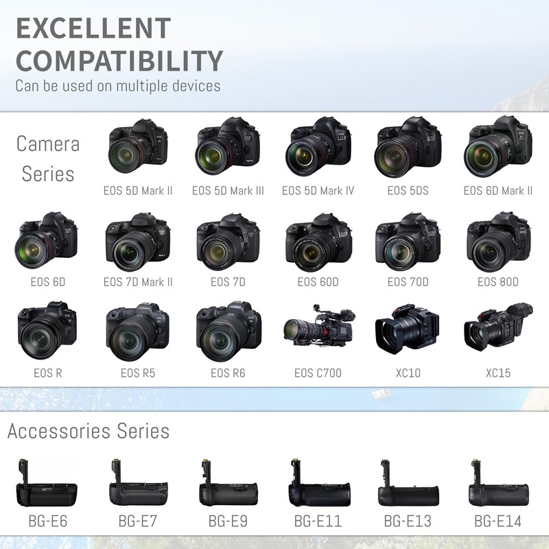 2 Pack LP-E6N LP-E6NH LP-E6 Battery, Dual-Channel Charger Compatible for