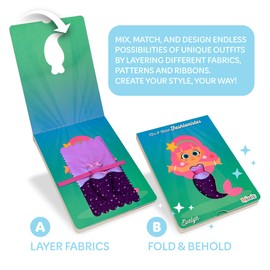 Mix & Match Fashionistas- Evelyn- Mermaid Fashion Design Doll Kit DIY for Kids- No Sew Dress Up Activity Set- Reusable Fashion Toy for Girls 4+- 20 Piece Creative Styling & Outfit Kit